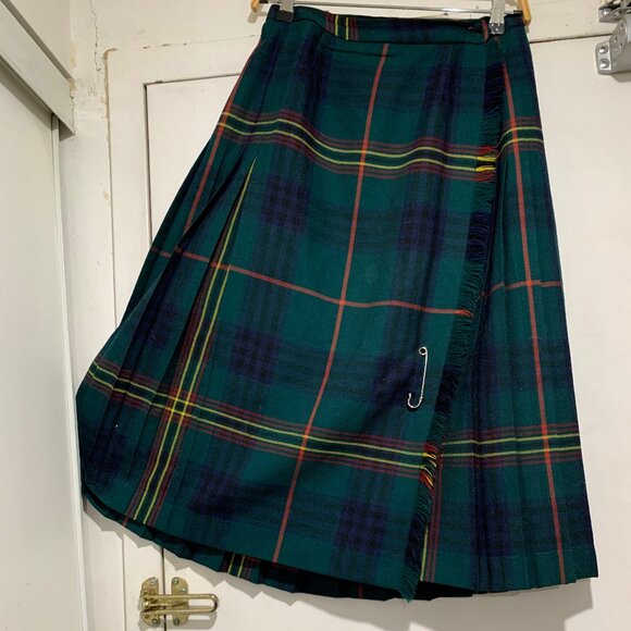 VINTAGE HIGHLAND QUEEN WOOL PLEATED KILT SKIRTS SIZE 14 - Picture 5 of 7